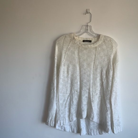 Olivaceous White Distressed Knit Sweater - Picture 5 of 8